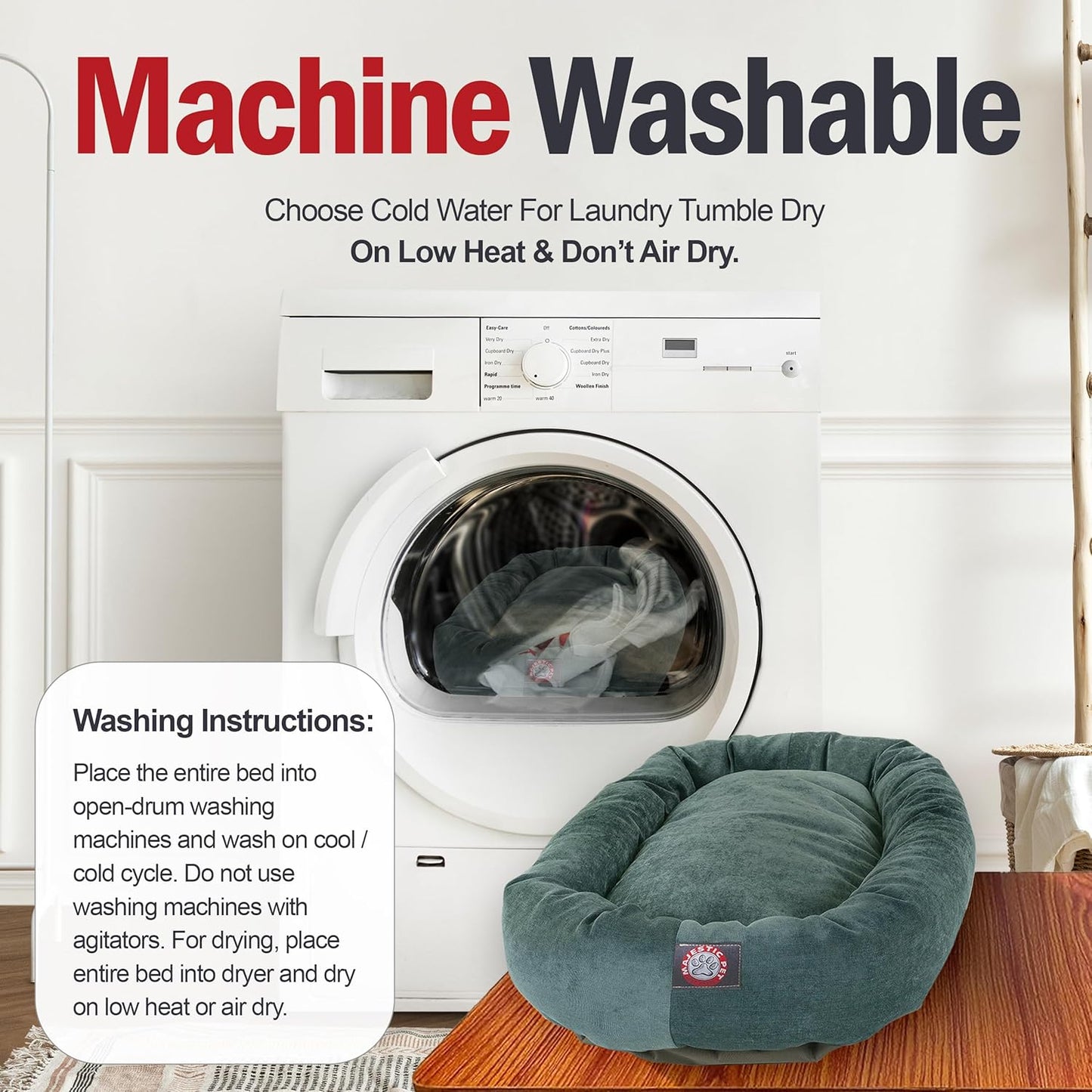 52 Inch Micro Velvet Calming Dog Bed Washable 52X35X11 (Inch) – Cozy Soft round Donut Dog Bed with Spine for Head Support - Pet Bed X- Large – Azure