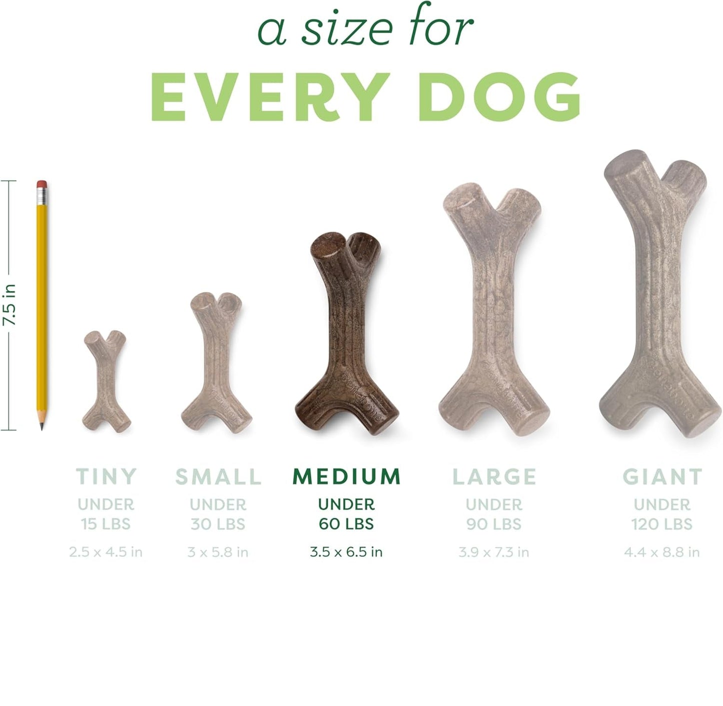 Maplestick Real Wood Durable Dog Chew Toy, Made in USA, Medium