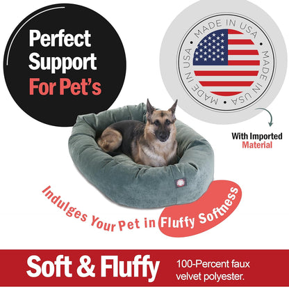 52 Inch Micro Velvet Calming Dog Bed Washable 52X35X11 (Inch) – Cozy Soft round Donut Dog Bed with Spine for Head Support - Pet Bed X- Large – Azure