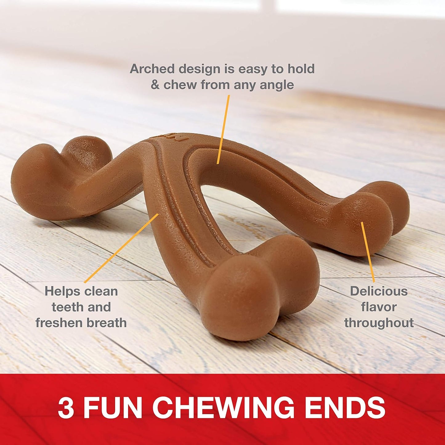 Ergonomic Hold Wishbone Power Chew Toy for Dogs, Dog Toys for Aggressive Chewers, Bison Flavor, Small - up to 25 Ibs, 1 Count